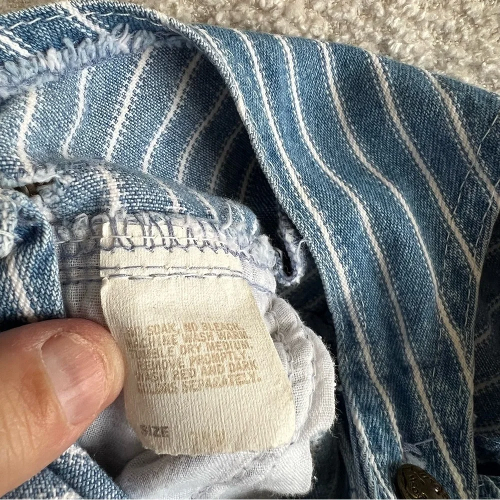 Osh Kosh B’Gosh Vintage Retro Denim Stripe Blue Overalls Infant Size 24‎ Months